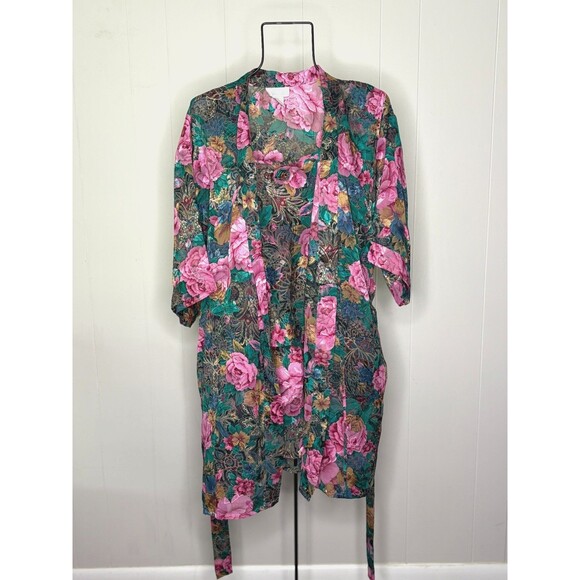 Vintage Inner Most Shorts Cami Tank Pajamas Robe Set PJs Floral Lingerie Size M - Picture 1 of 16